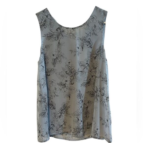 Pleione Blue floral Semi-Sheer sleeveless blouse w/ Camisole XS NWT - Picture 1 of 10